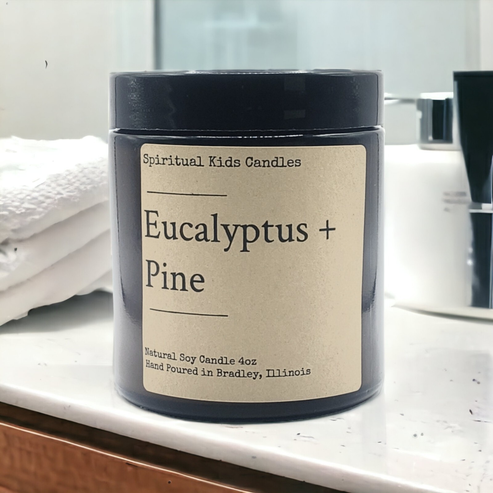 Eucalyptus & Pine Soy Candle 4oz Handmade Poured w/ All Natural Soy Wax | Woodsy