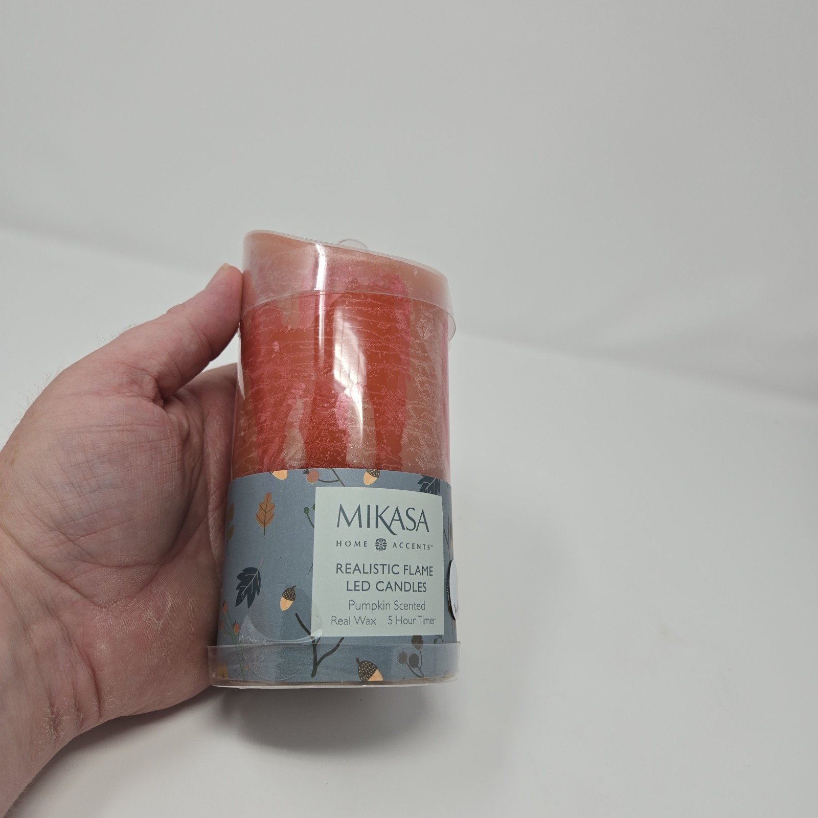 Mikasa Flameless LED Dancing Flame Pillar Candle Pumpkin Wax Battery Operated