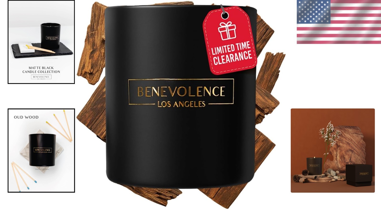 Luxury 8oz Oud Wood Candle in Matte Black Jar – Aromatherapy for Home Decor