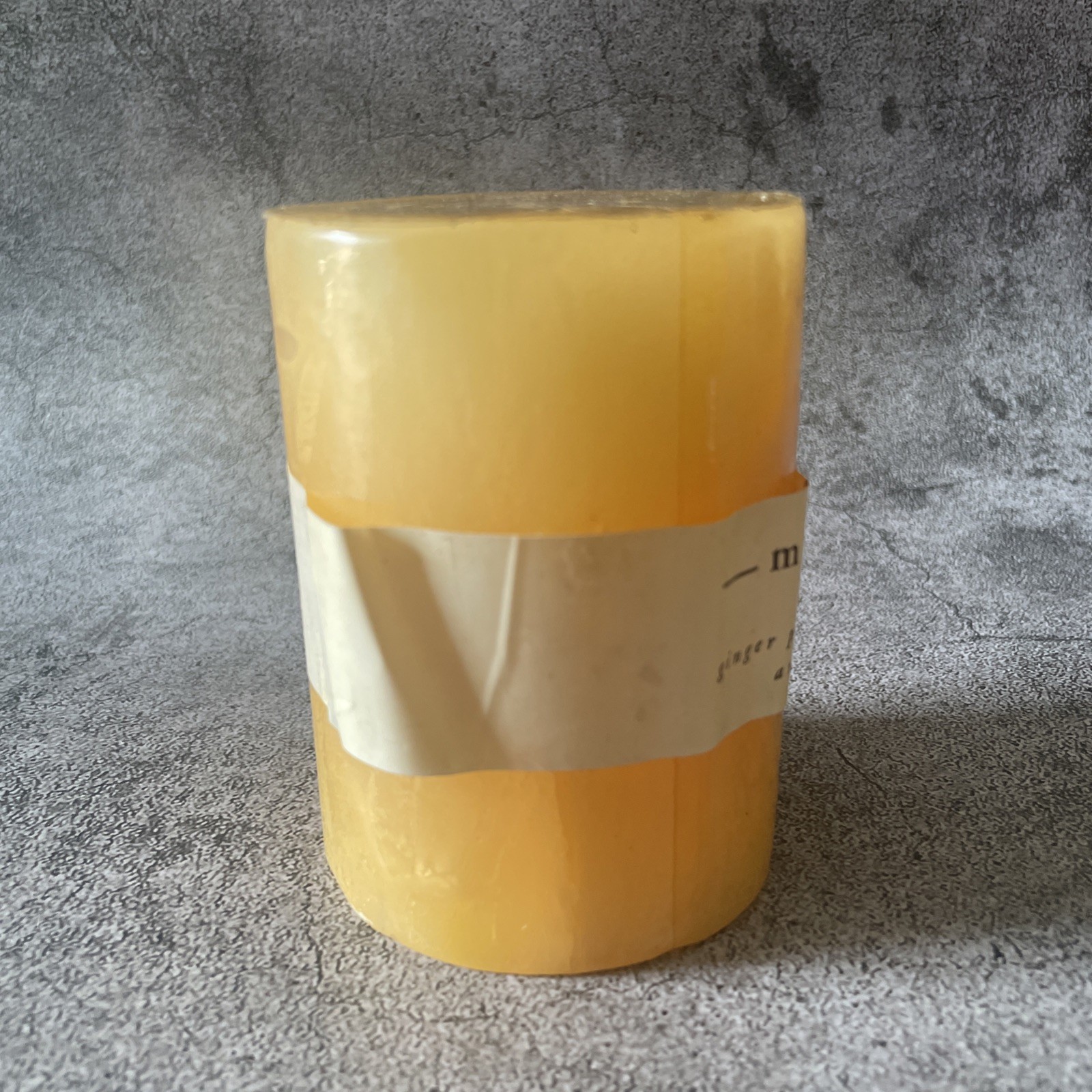 Pier 1 pillar candle unburnt Multiples 4×4″ ginger peach hazelnut lemon
