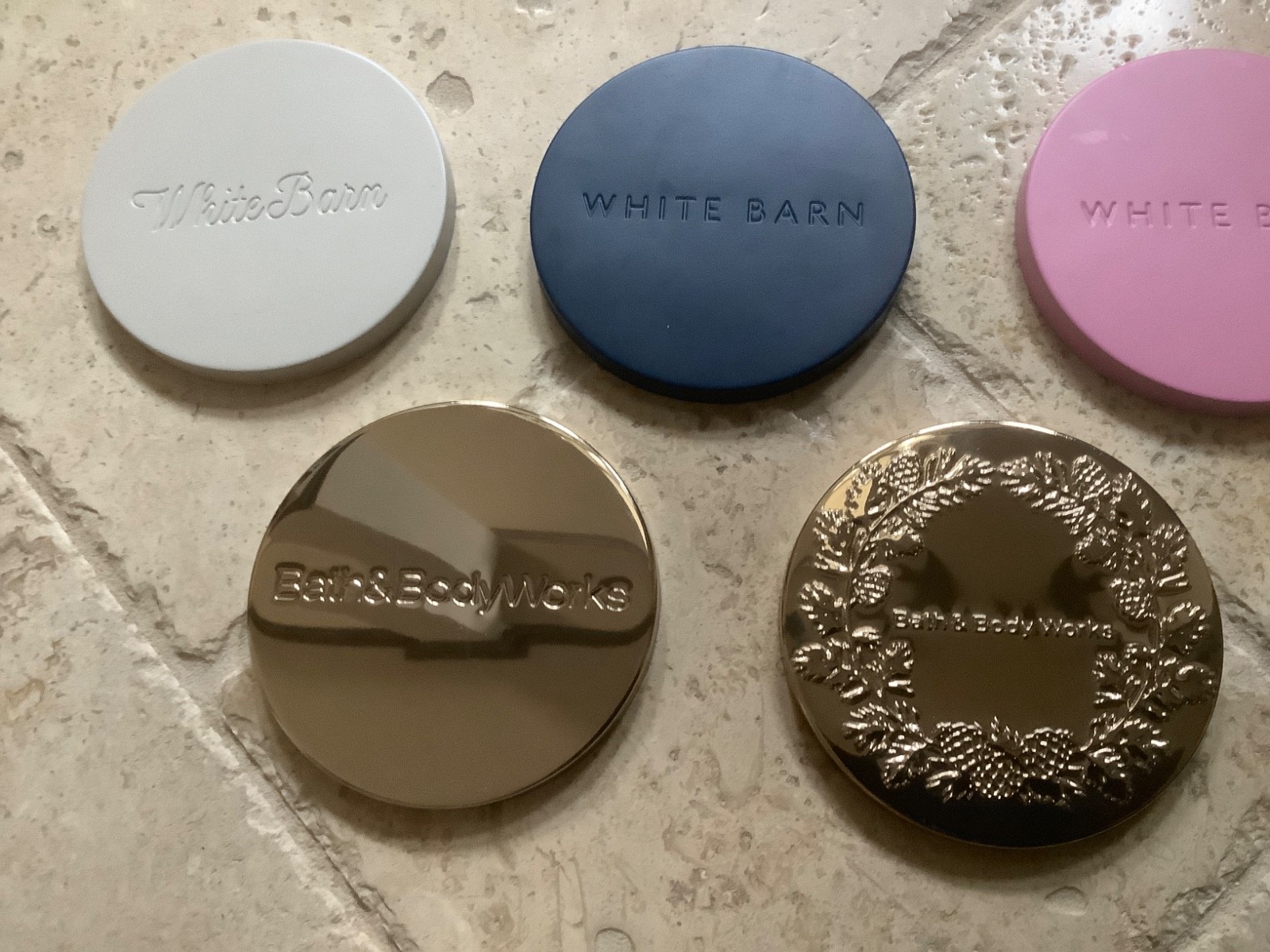 Bath & Body Works 3 Wick Candle Lids Multi Color Metal (Lids Only – Lot of 9)
