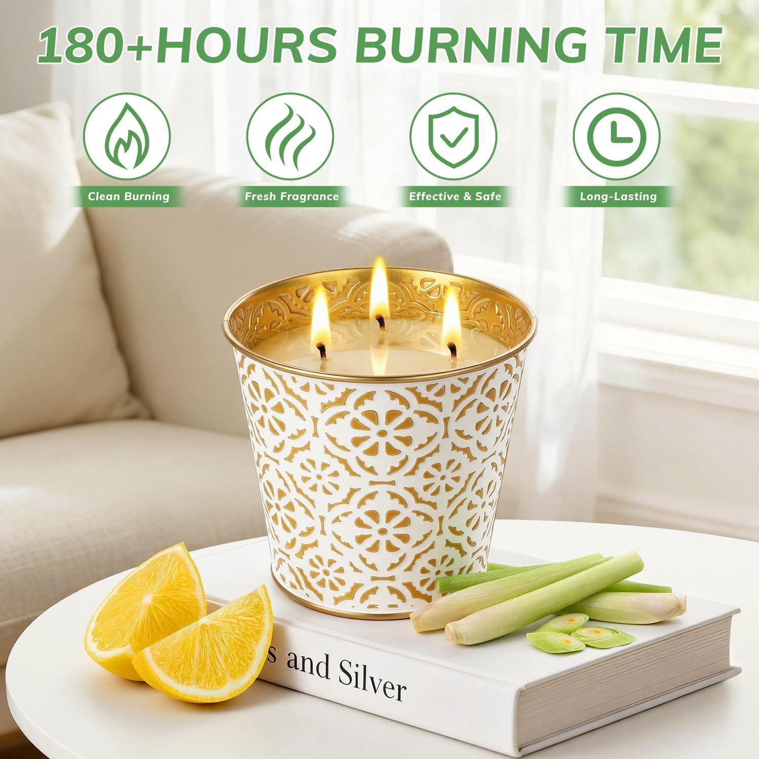 Citronella Candles Outdoor, 28oz Large Citronella Candles – 180 Hours Burn Time,