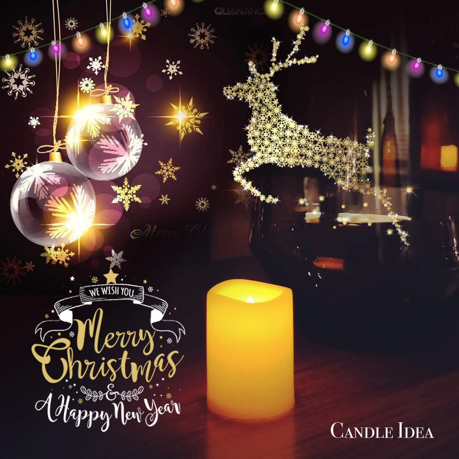 Flameless Flickering LED Votive Tealight Candles Battery Operated with Timer / 6
