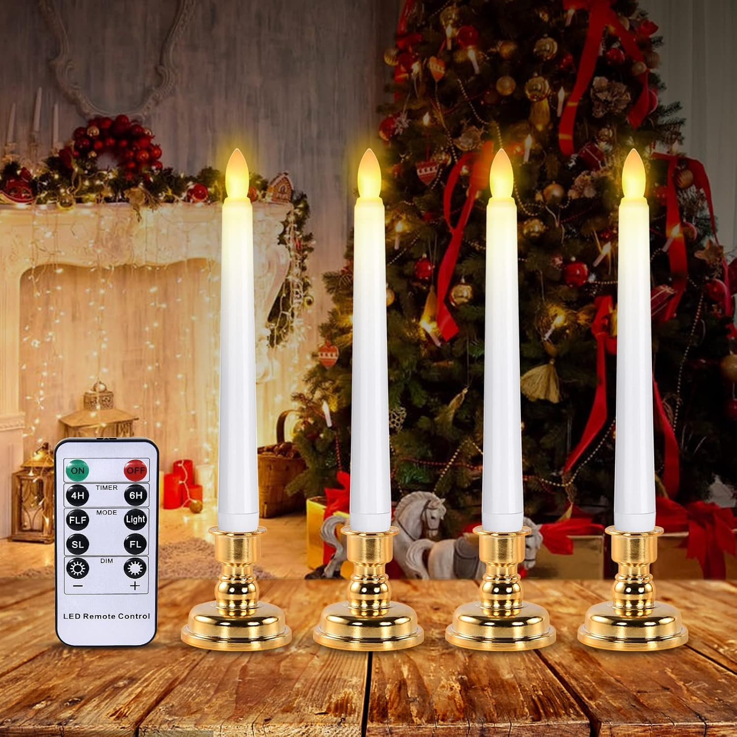 LED Window Candles, Christmas Flameless Window Candle Lights with Timer Battery