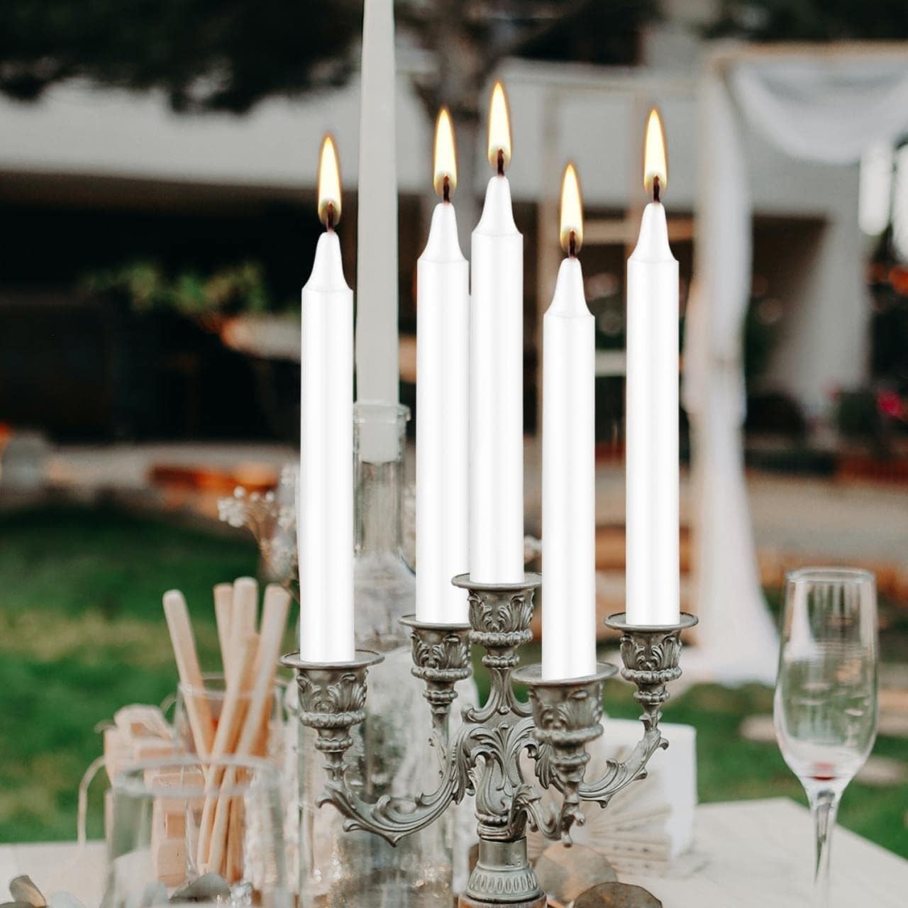 Set of 40 White Candles Mini Unscented Taper Candles for Christmas,Household,…