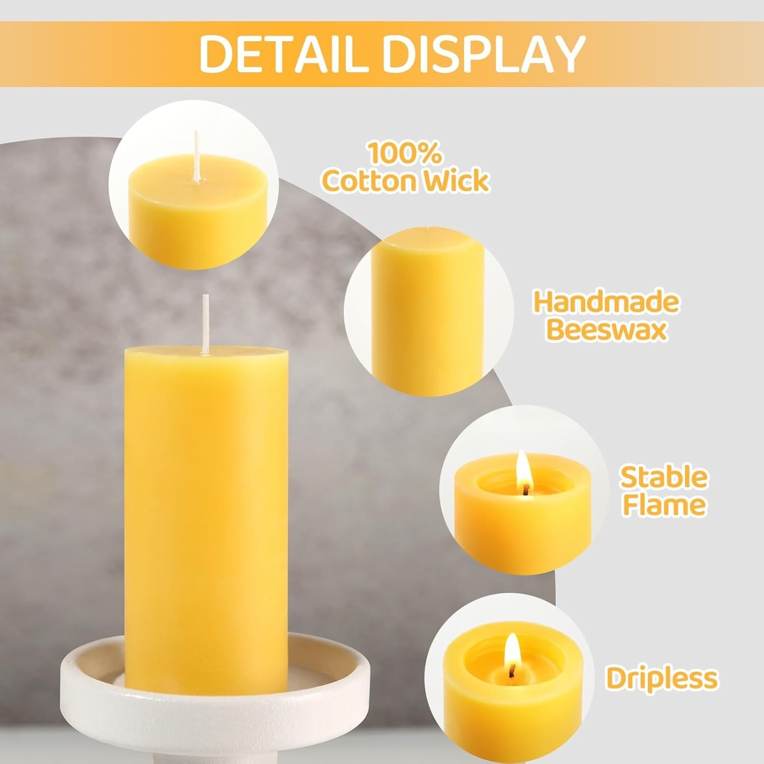 Long Lasting Beeswax Pillar Candles 2×4 Inch | Natural, Non-Toxic, Eco-Friendly