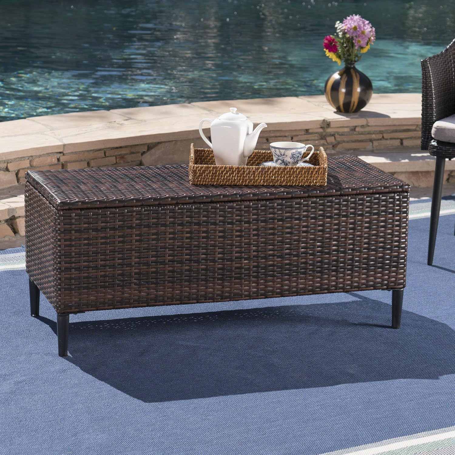 Rupert Outdoor Wicker Storage Unit, Multibrown
