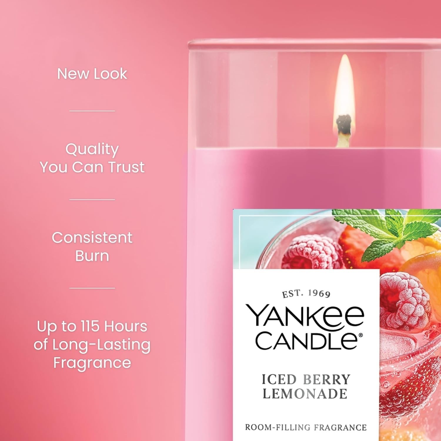 Yankee Candle Medium Pillar Candle Iced Berry Lemonade 14.25 oz