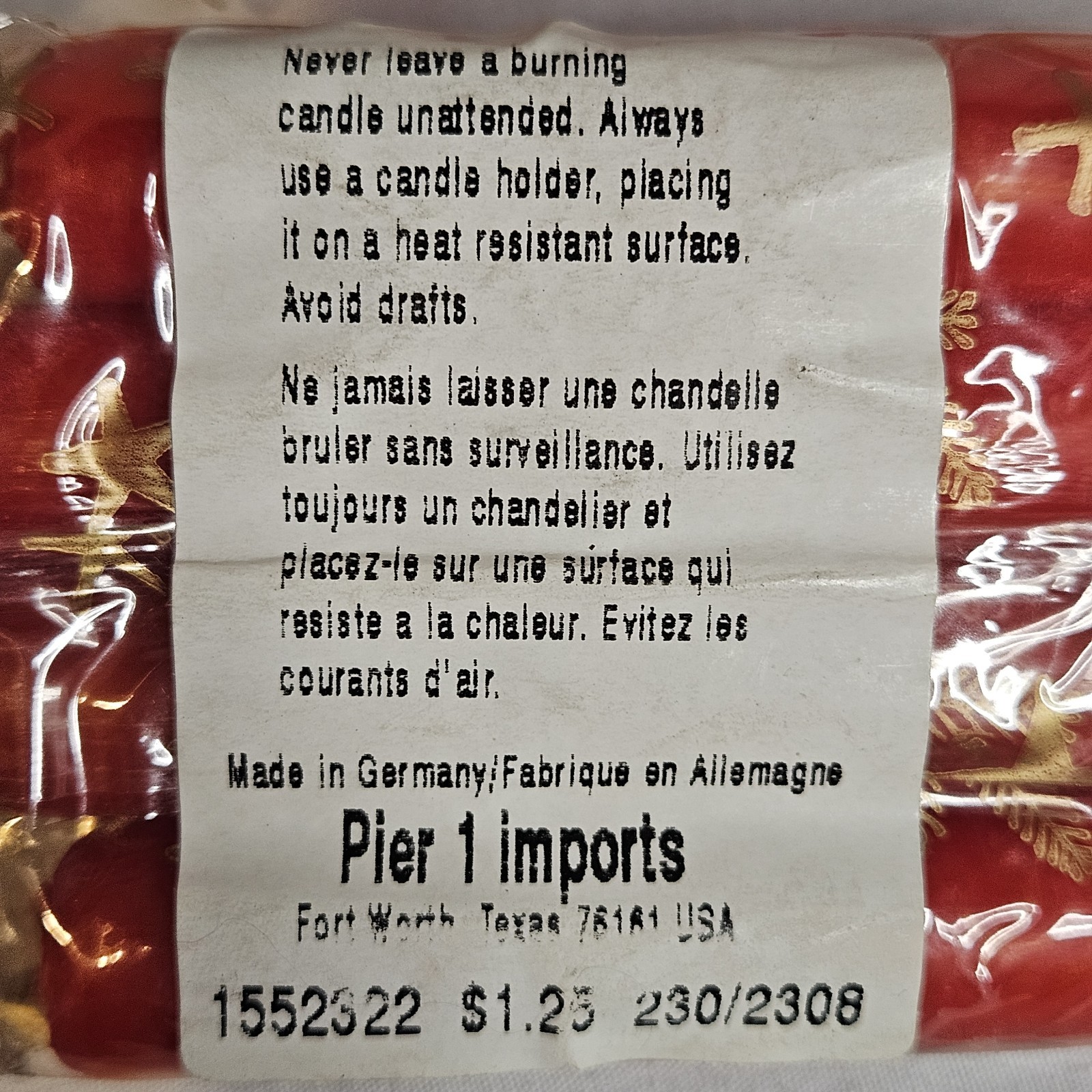 Vintage Pier 1 Imports Christmas Red Taper Candles 3″ Made in Germany
