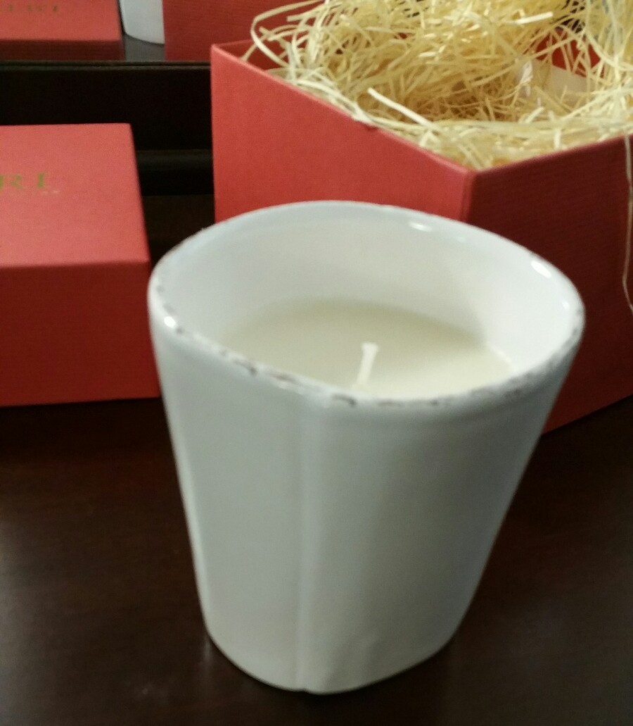 New Vietri White Scented Candle in jar 3 1/2″ x 4 1/4″ Made in Italy 11.29 oz.