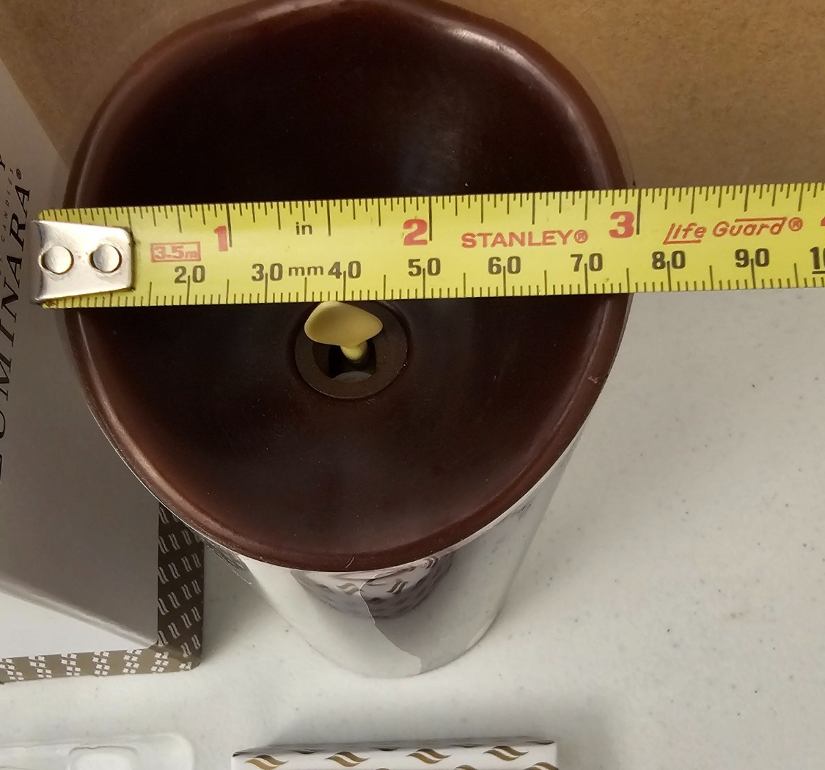 Chocolate Color Luminara 3″ X 7″ Pillar Flameless Candle In Original Box