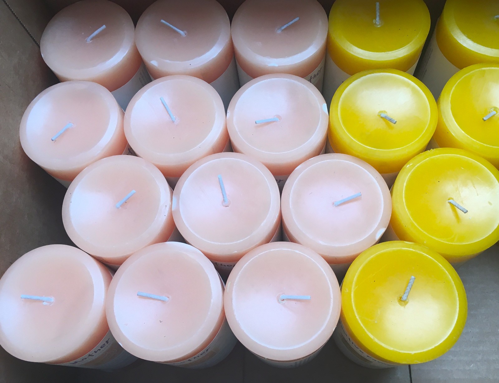6 x CANDLES Lot Set Natural Crystal Journey NEW Pillar 4 x3″x 6″ + 2 Votives
