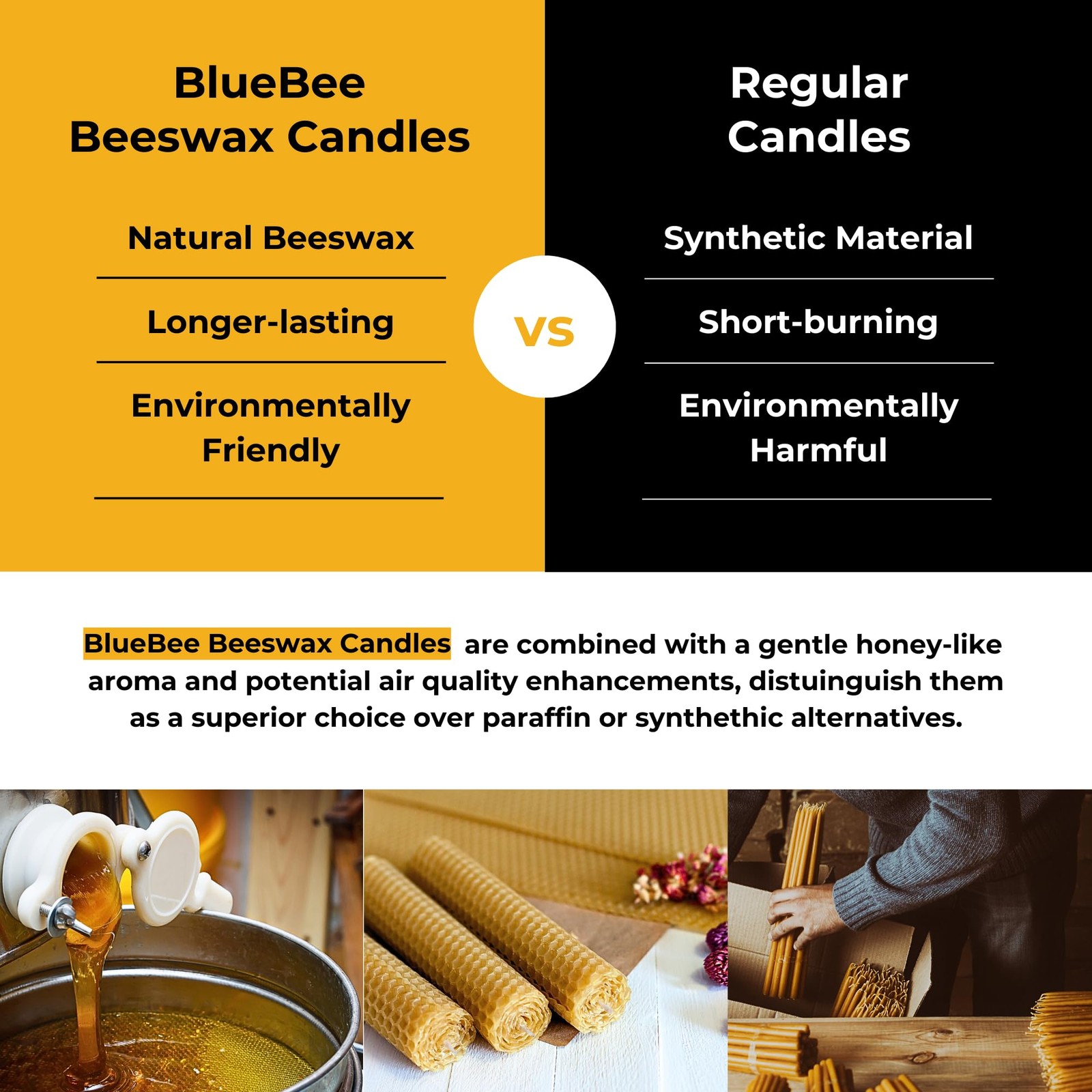 BlueBee Pure Beeswax Candles Bulk for Home – 50pcs Tall Thin Taper Candles, H…