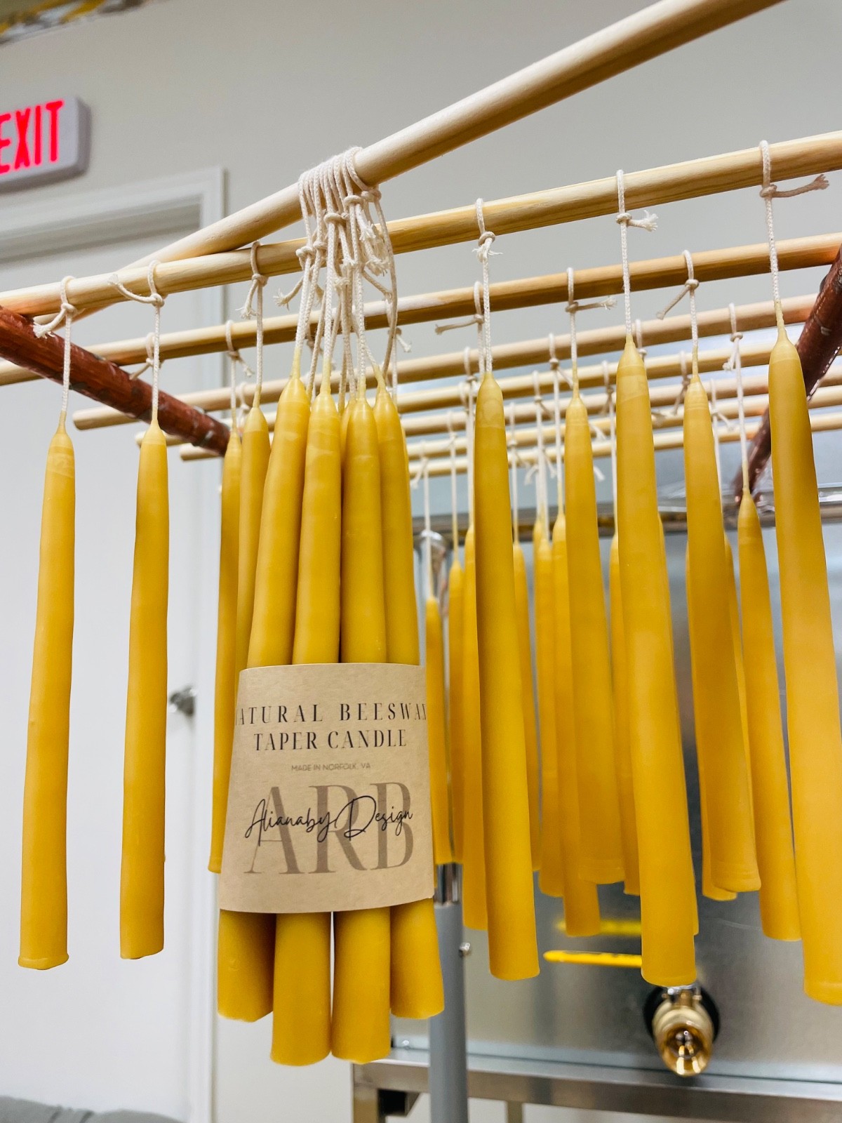 Bulk – Hand-dipped Organic yellow beeswax tapered candles – 1/2 inch diameter