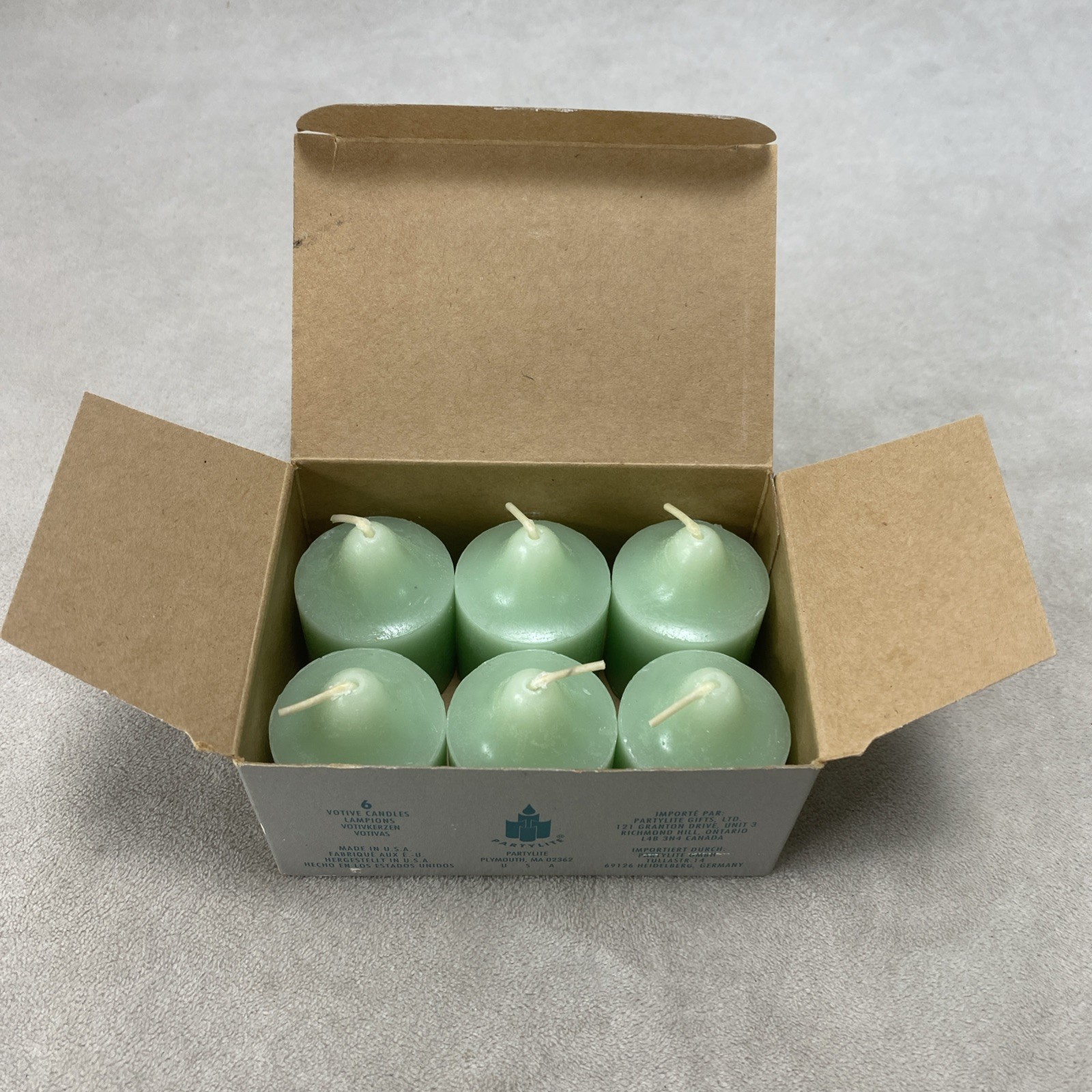 PartyLite Box Of 6 Spearmint Mint Green Votive Candles V0658 Boxed New NOS