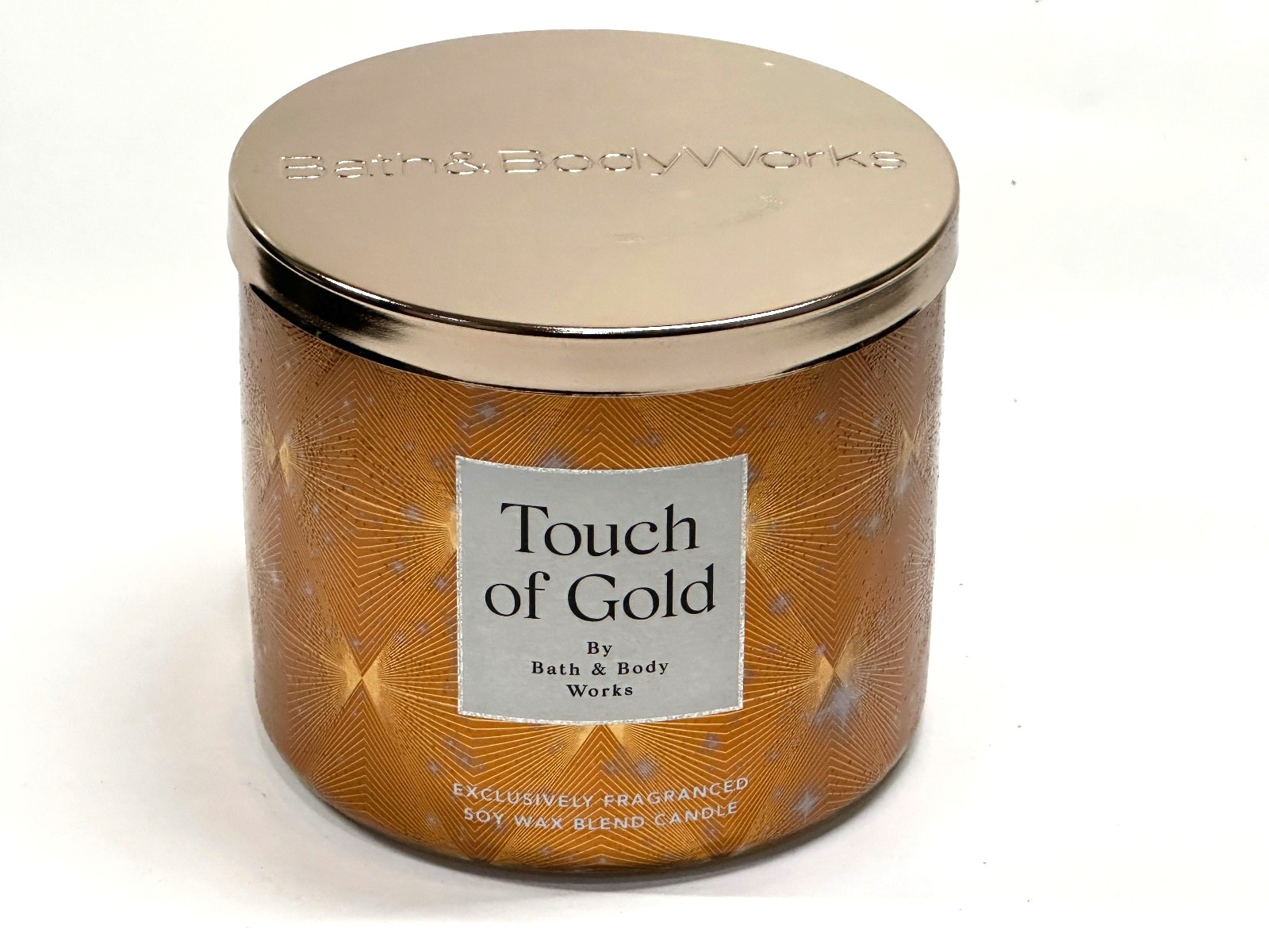 BATH & BODY WORKS TOUCH OF GOLD LARGE 3-WICK 14.5 OZ SCENTED FILLED CANDLE NEW