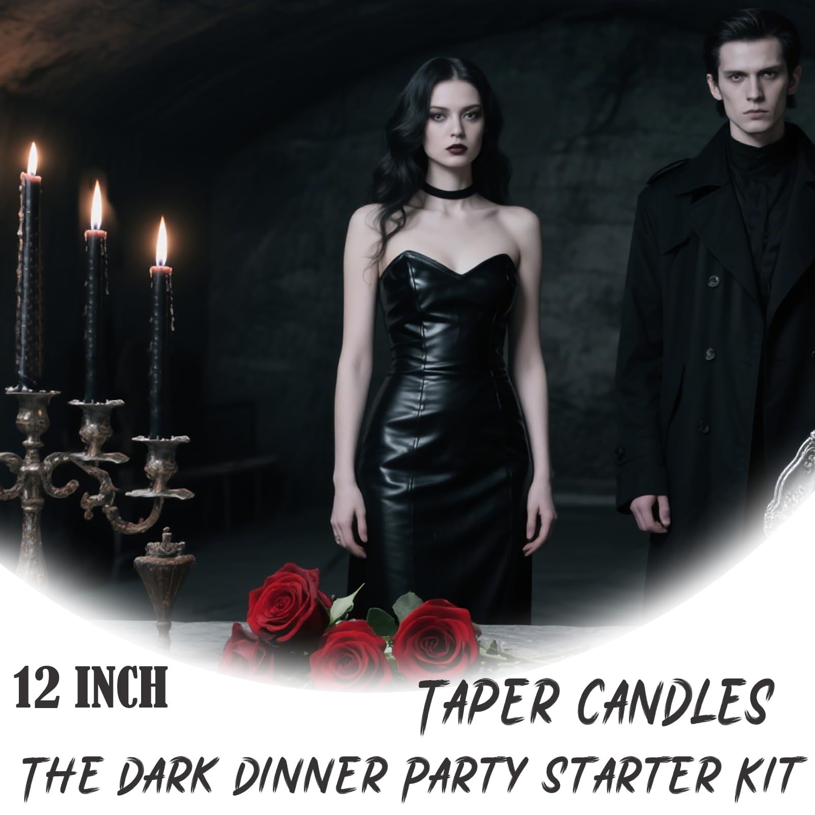 6 Pack Black Taper Candles 12 Inch, Dripless, Smokeless, Long Burning, Halloween