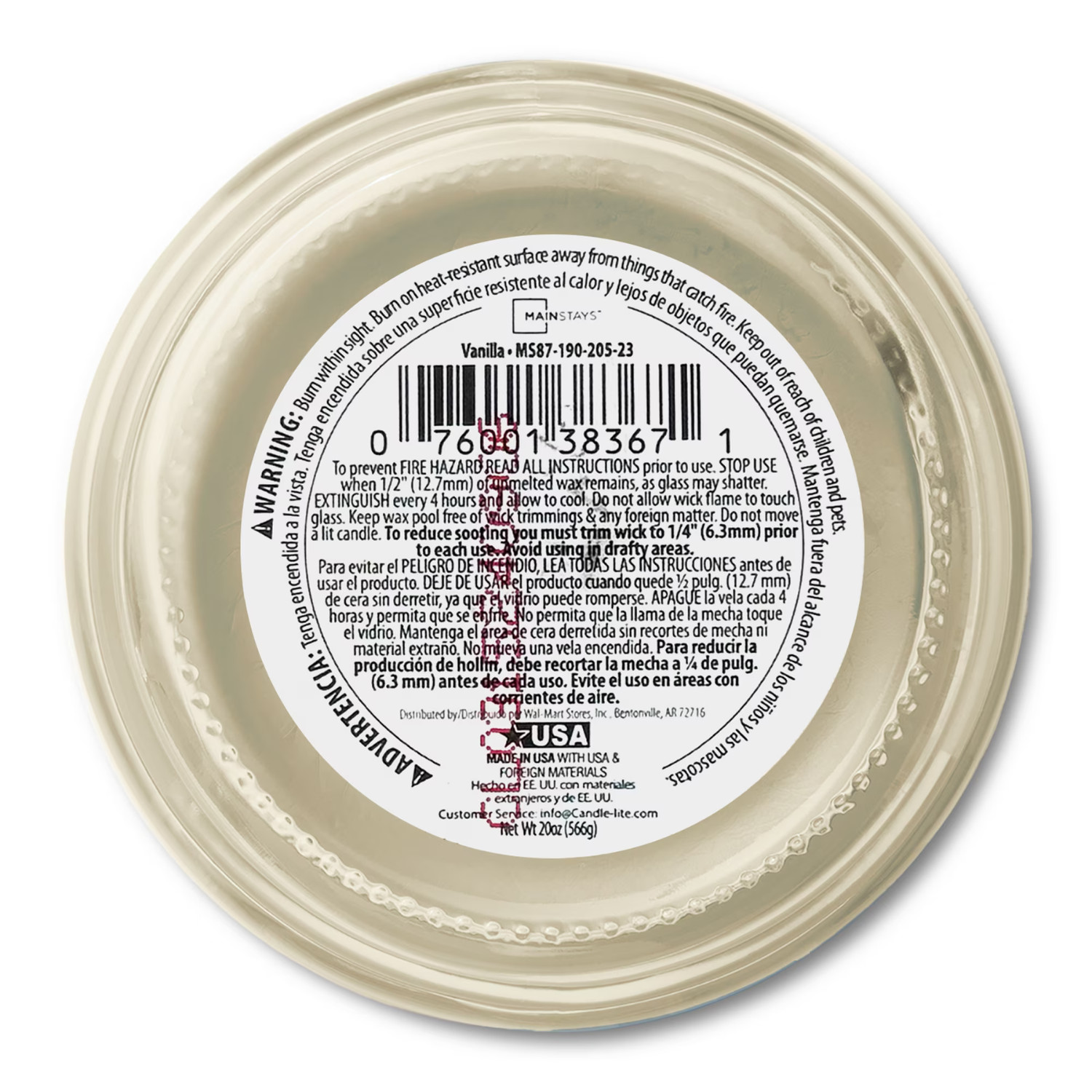Mainstays Vanilla Scented Single-Wick Large Glass Jar Candle, 20 oz New