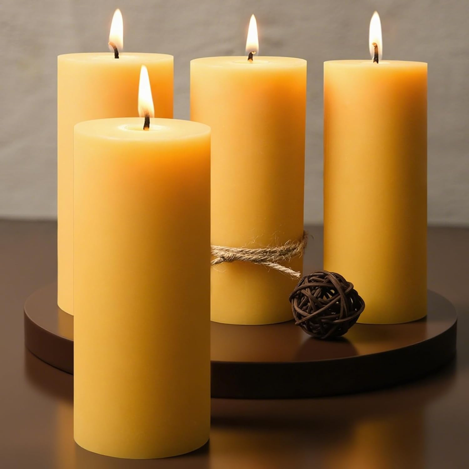 8 Packs Beeswax Candles, 2X5 Inch Natural Beeswax Pillar Candles, 400-Hour Total
