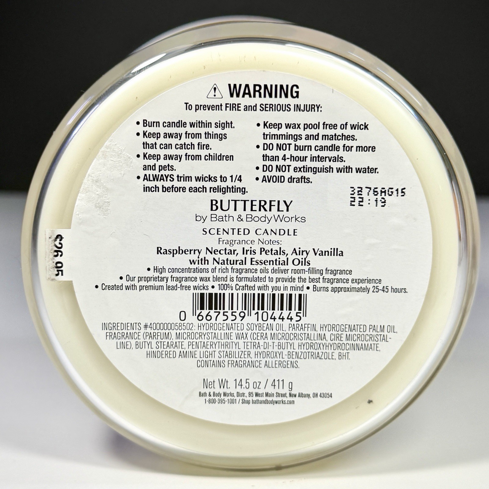 Bath & Body Works Butterfly 3-Wick Candle 14.5 oz Retired Sweet Floral Oils NEW