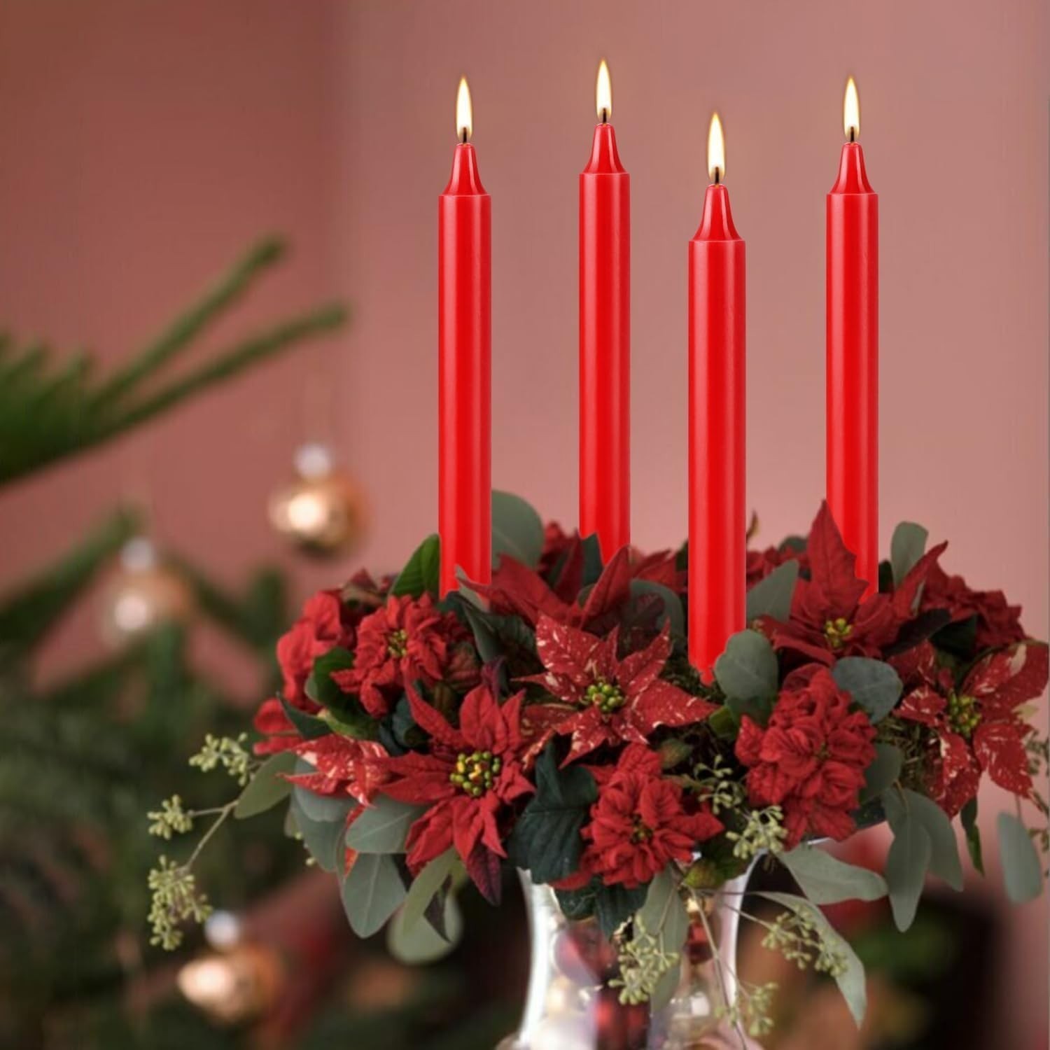 40 Pcs Red Candles, 4″ Red Spell & Chime Candles, Unscented Mini Taper Candle