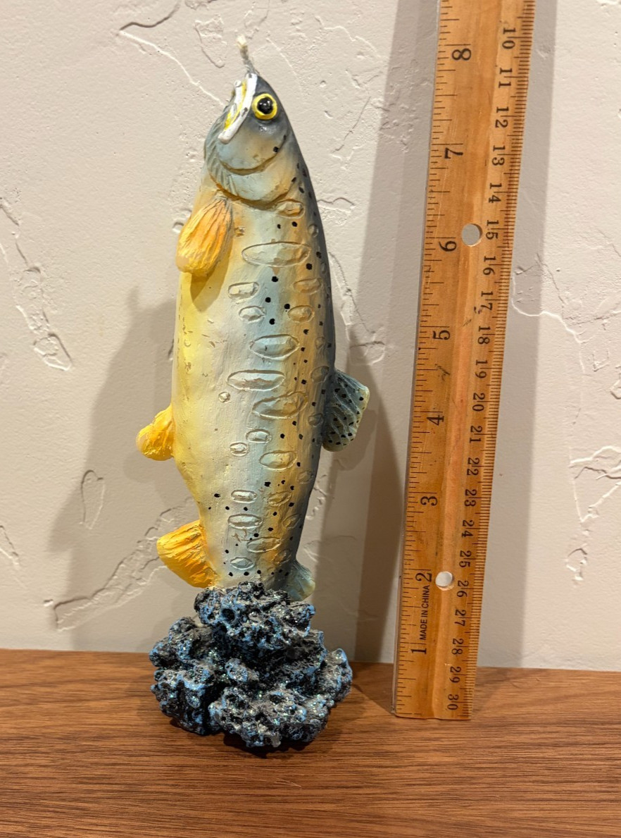 Life-Like 8″ Tall Rainbow Trout Candle Excellent Condition Unused No Box LOOK!