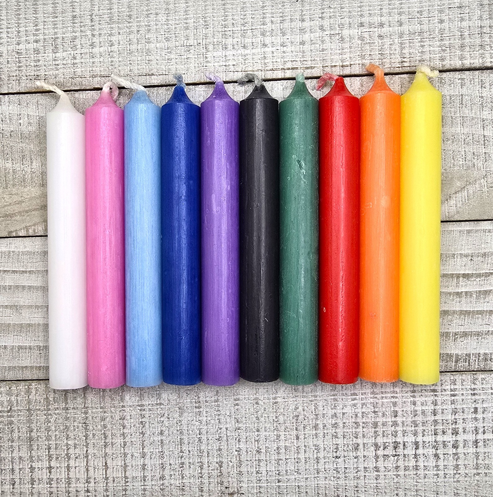 Pack of 10, 4 inch Chime Candles, 10 Color Pack, 1/2 in diameter