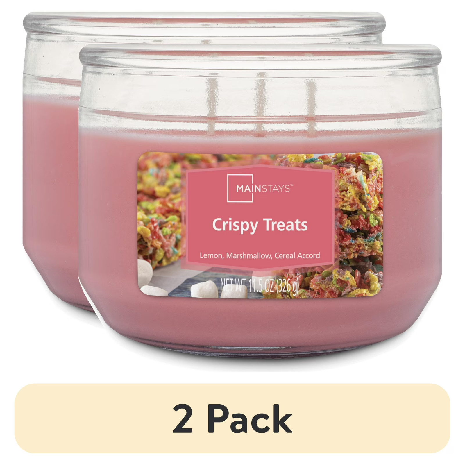 3-Wick Crispy Treats Scented Glass Jar Candle, 11.5 oz, Pack of 2 Free Shipping