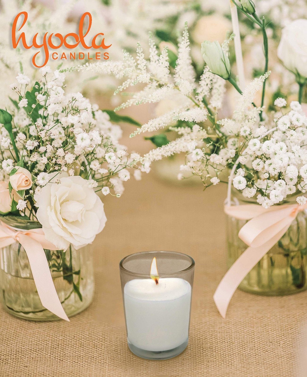 Hyoola White Votive Candles in Glass – Pack of 24 – 12 Hour Burn Time – Unsce…