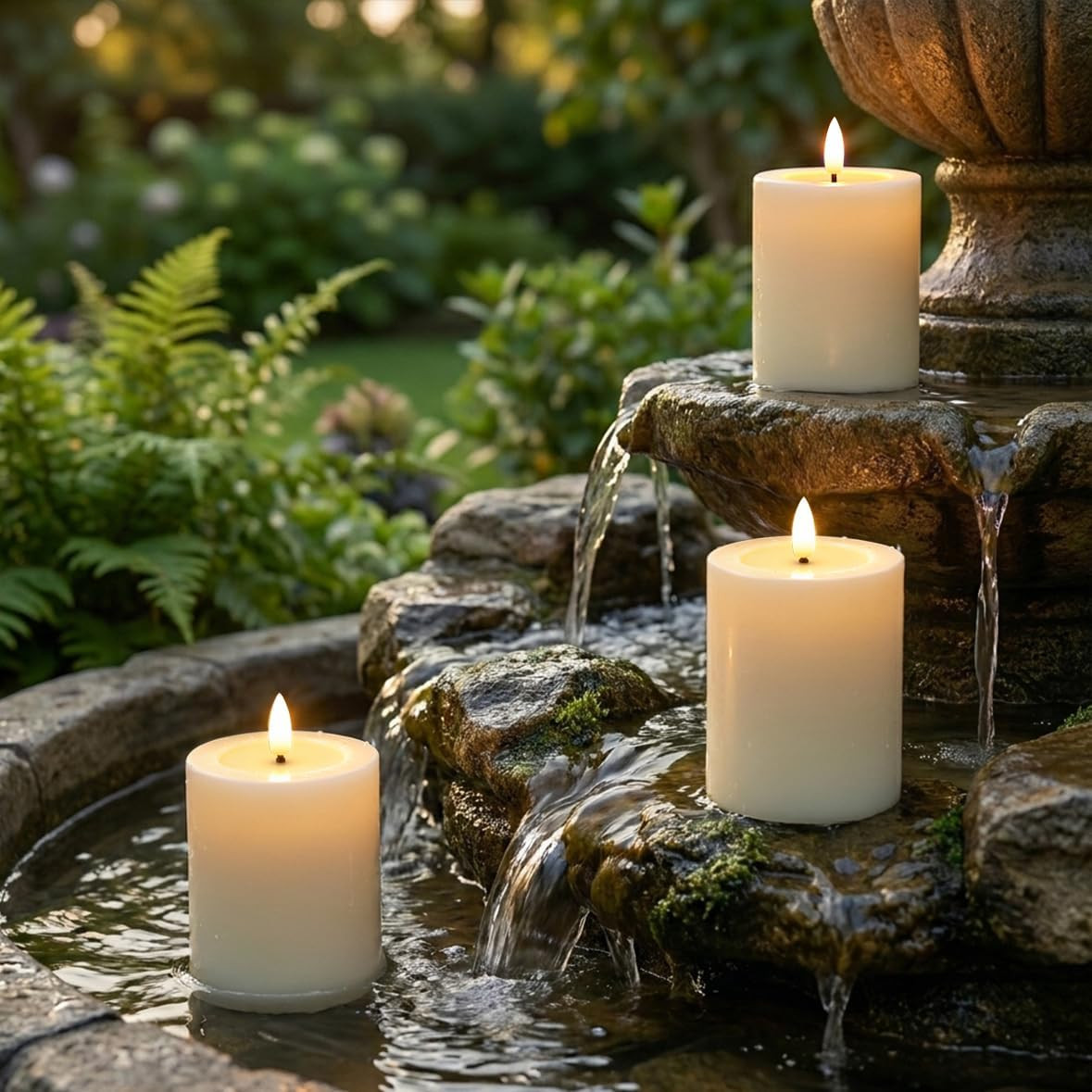 🕯️ 2Pack Outdoor Waterproof Flameless Candles Flickering Remote Timer Moving🌧️