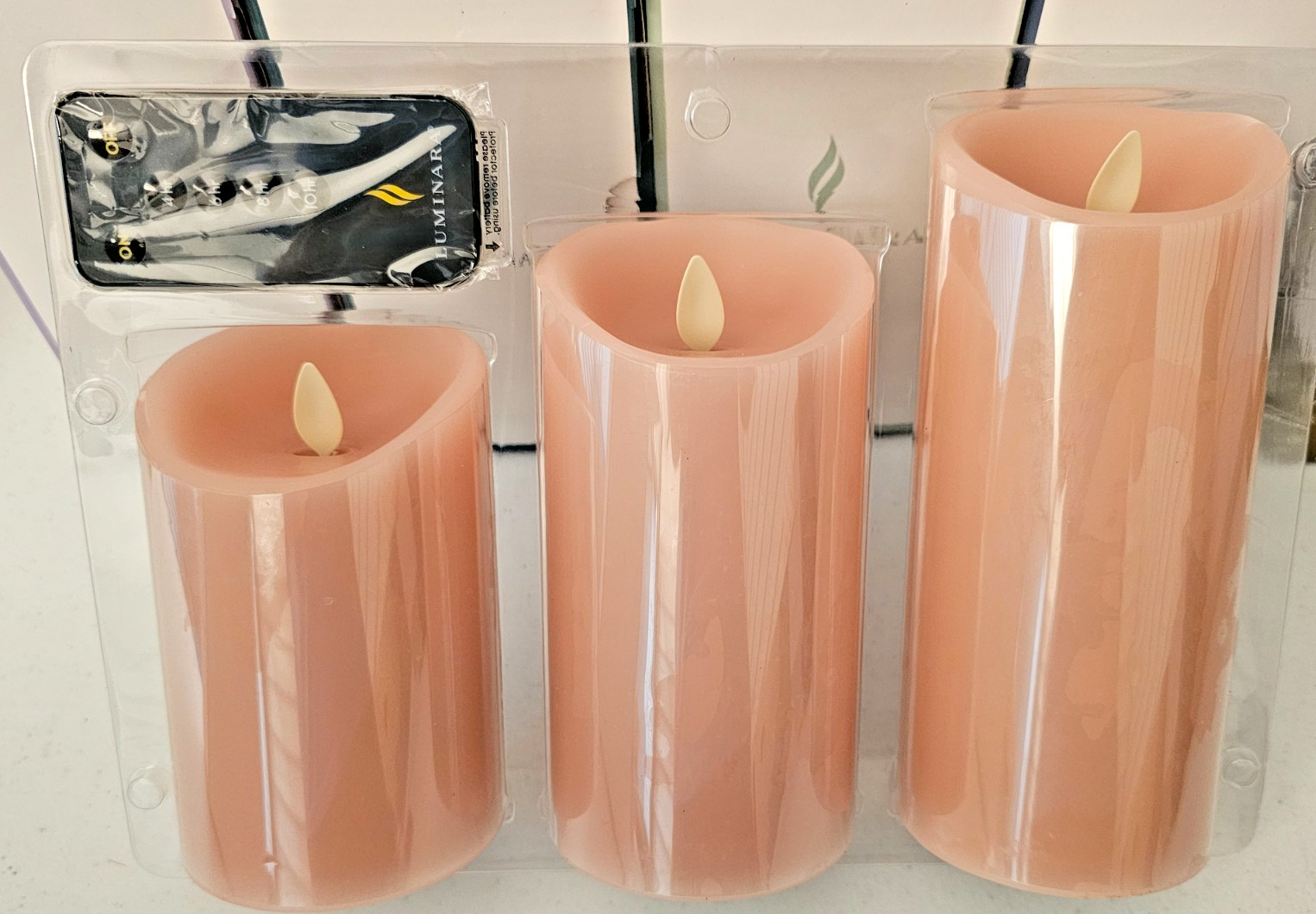 Luminara Coral Cloud 3 Pillar Candle Set Remote Control 4.5, 5.5 & 6.5″ X 3″
