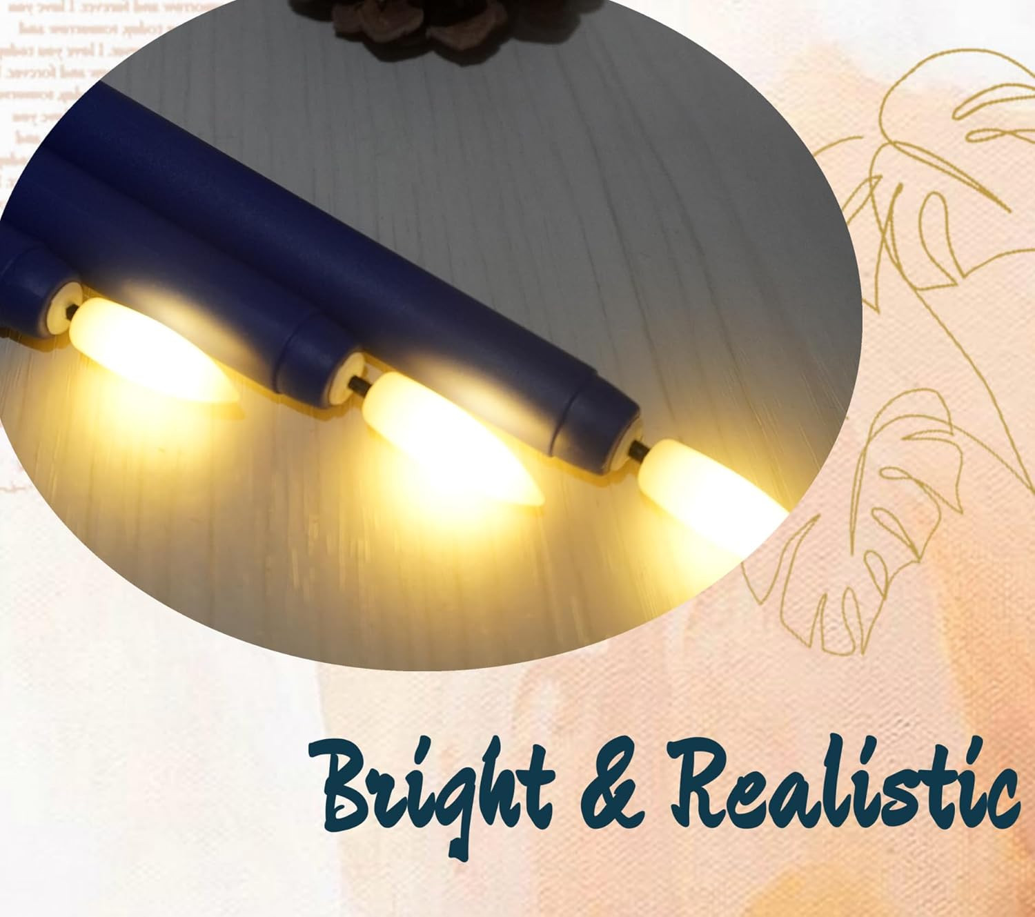 Navy Blue Flameless Taper Candles with Remote, Flickering Battery Powered LED Ca