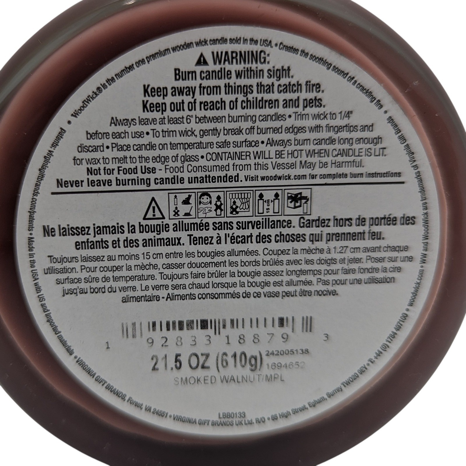 WoodWick Smoked Walnut & Maple Large Hourglass Candle 21.5oz Crackling Wood Wick