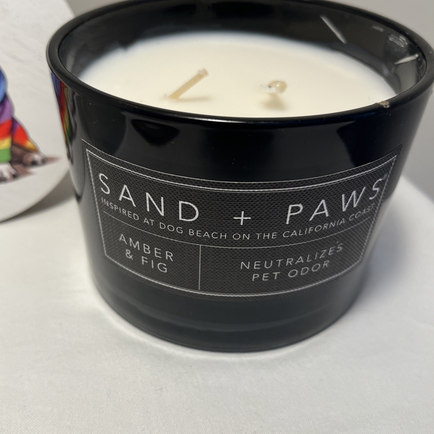 Frenchie Rainbow Candle French Bulldog California Citron, Amber & Fig, Sand+Paws