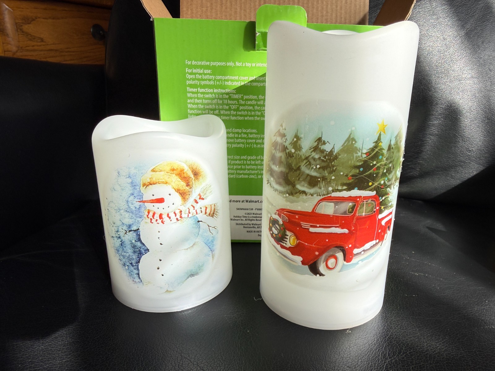 2 Pack Outdoor Indoor Flameless LED Battery Operated Pillar Candles HOLIDAY TIME