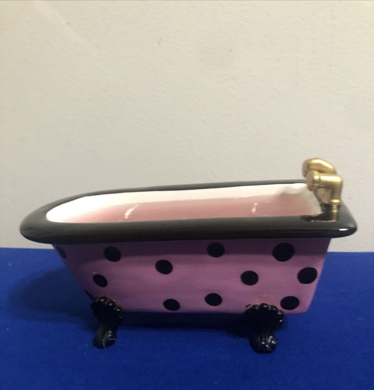 Ceramic Bathtub, Toilet & Sink Candle Set – Pink Polka Dot Design