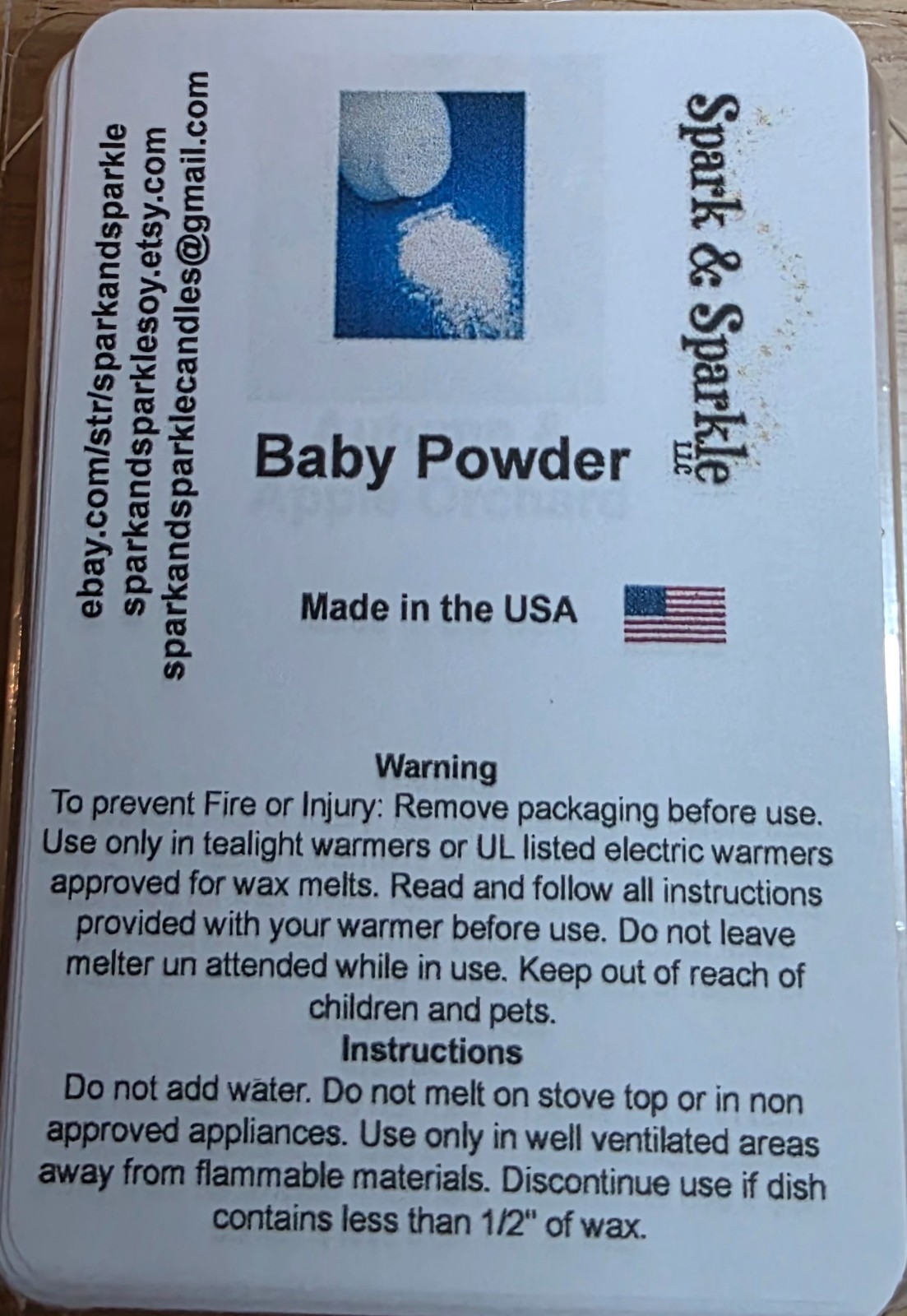 Baby Powder Soy candle. 16oz Jar, 8oz Tin, 3oz Wax Melt Free Shipping