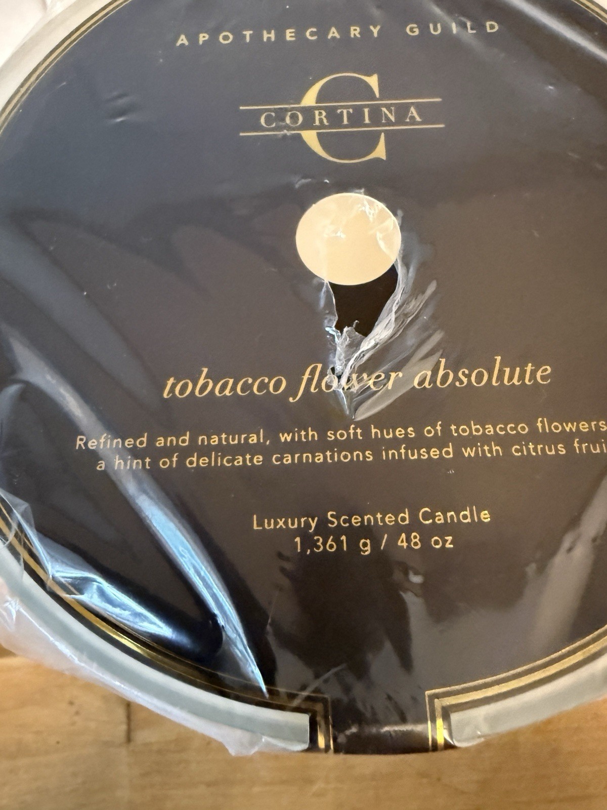 Cortina Candle Tobacco Flower Scented Candle 48 Oz. Medium 120 Hours Burn New