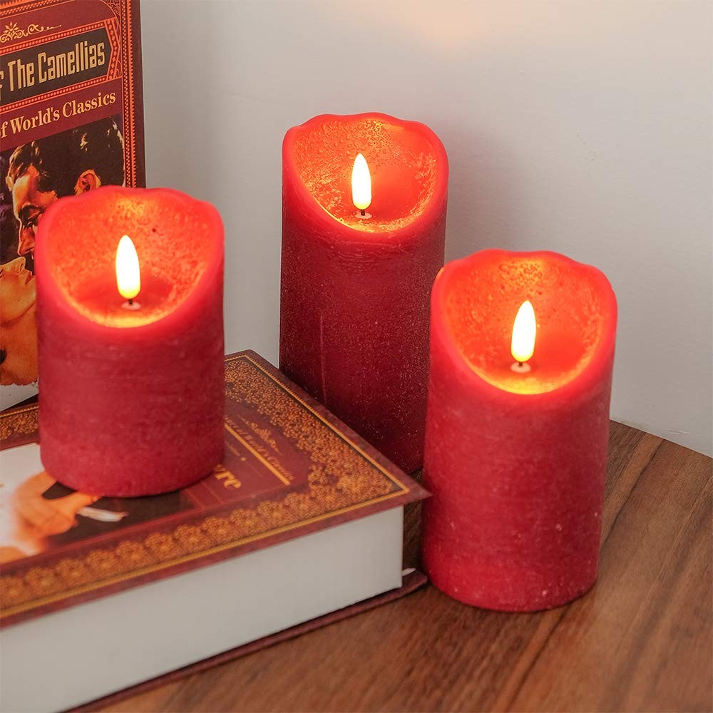Wondise Red Flameless Candles Battery 4 inches, 5 6