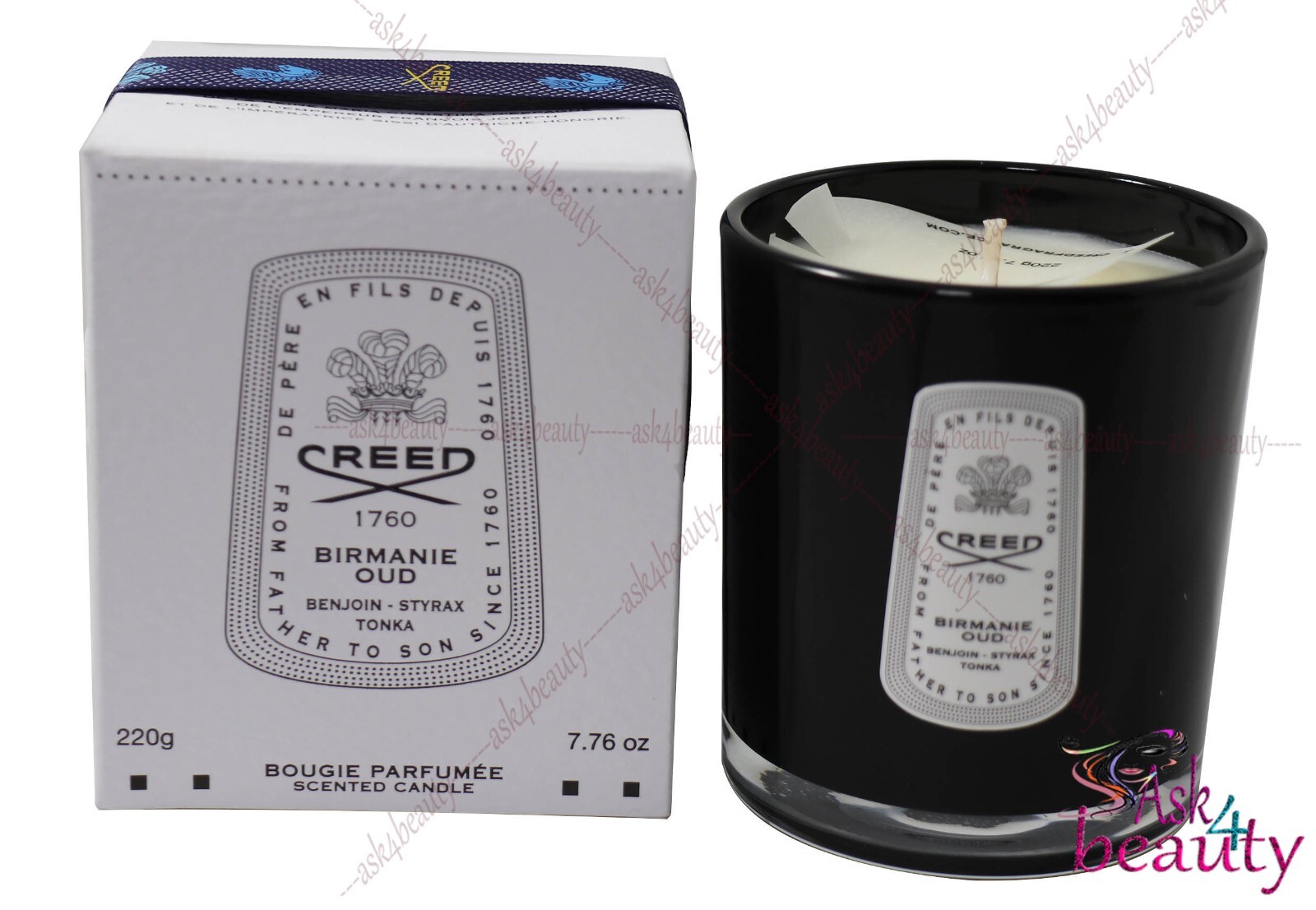 Creed Bougie Parfumee Birmanie Oud Candle 7.76oz /220g New In Box