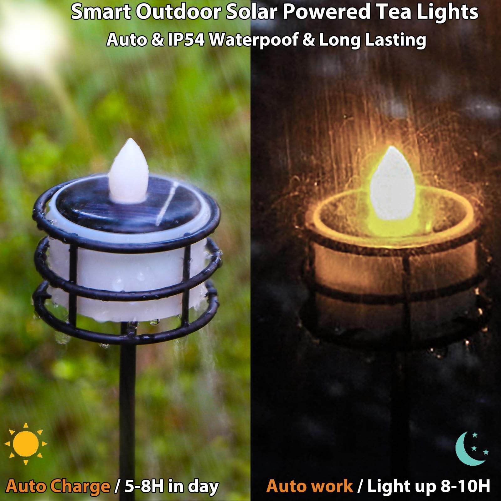 Solar Tea Lights Outdoor Waterproof, 8pcs Rechargeable Dusk to Dawn Little So…