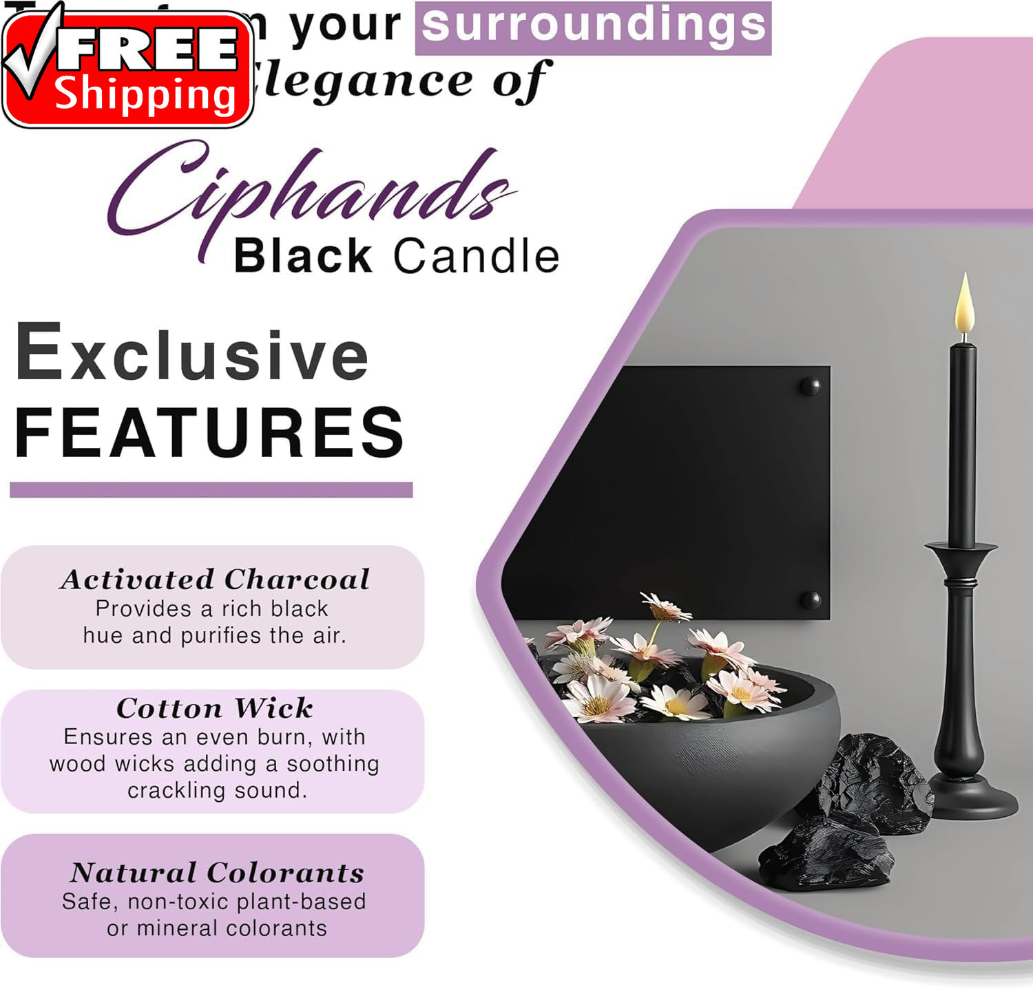 Spell Chime Candles 40 Pcs Black Candles, 4″ Tall Unscented Mini Taper Candle fo
