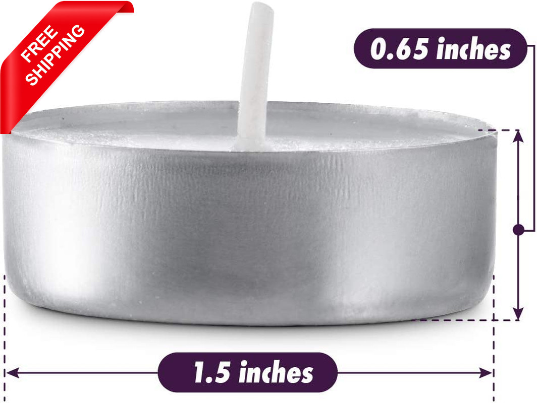 Unscented Tea Light Candles 100 Pack | 4 Hours, White, Smokeless, Dripless Small