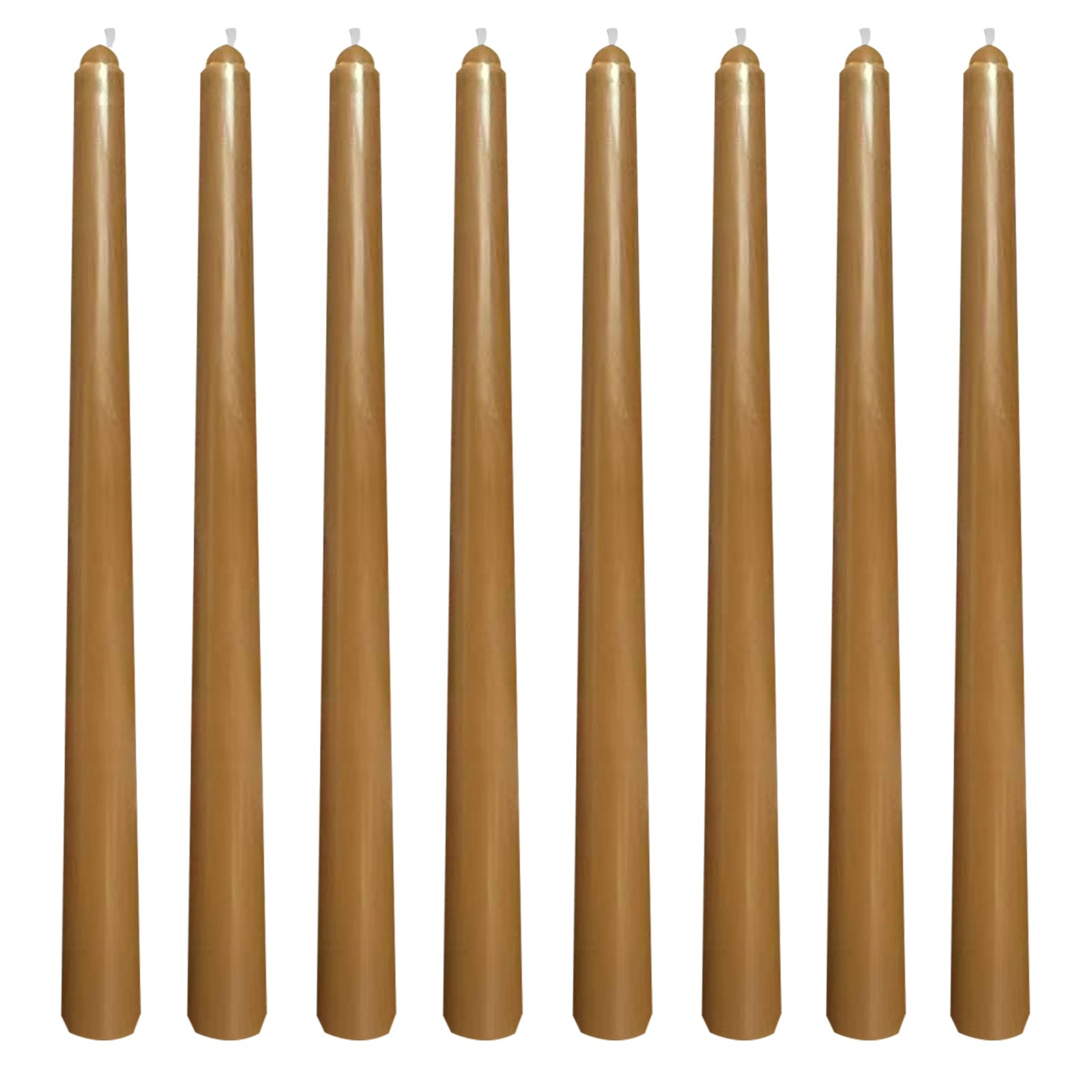 8 PCS 10 Inch Brown Taper Candle Set 7/8 Inch Unscented 6-7h Burn Decor