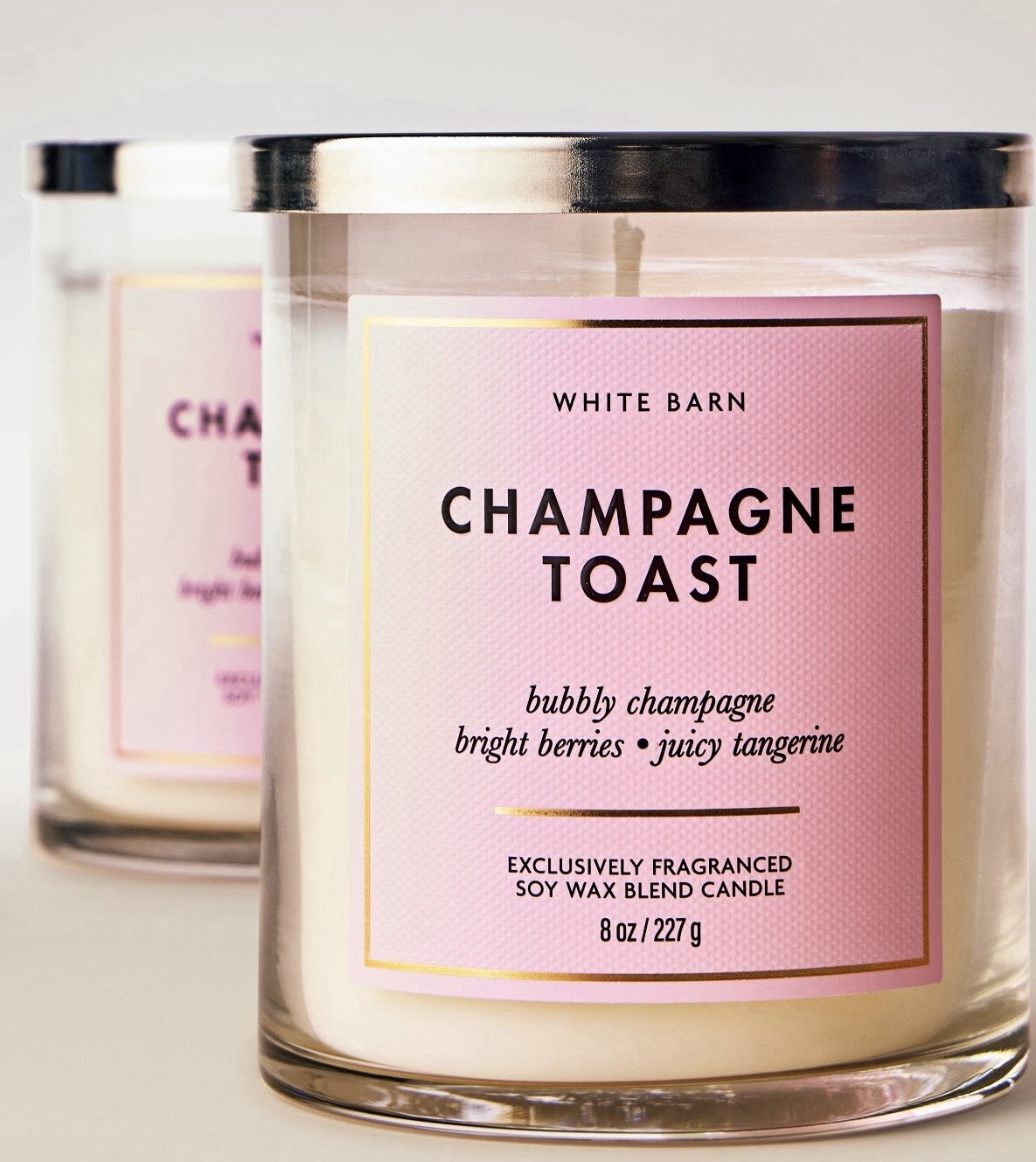Bath & Body Works CHAMPAGNE TOAST Lot Of 2 Scented Single Wick Candles 7 oz NEW