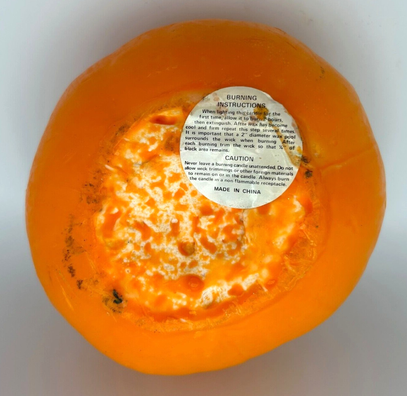 Large Pumpkin Shaped Candle 6″ x 7″ Fall Autumn Halloween Orange Never Burned