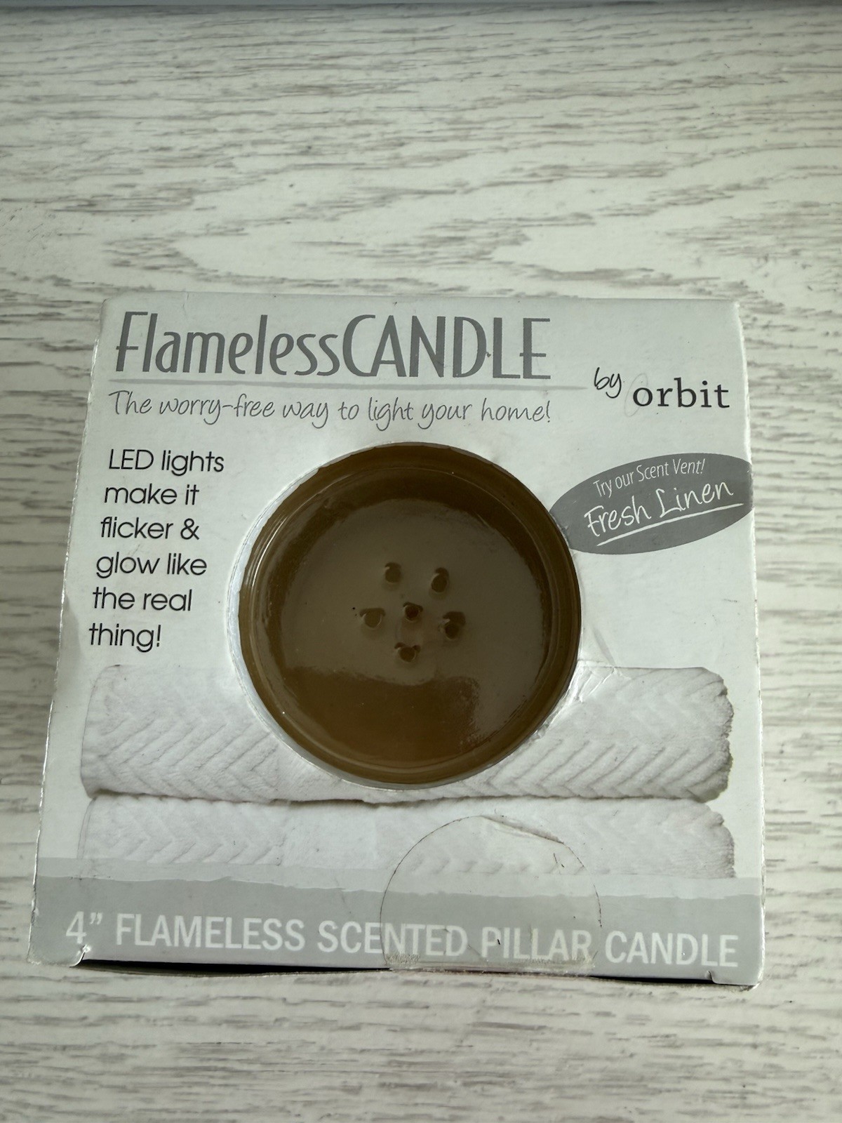 Flameless Candle BY Orbit Old Stock New Inbox Real Wax Led Need 3 AAA Batteries