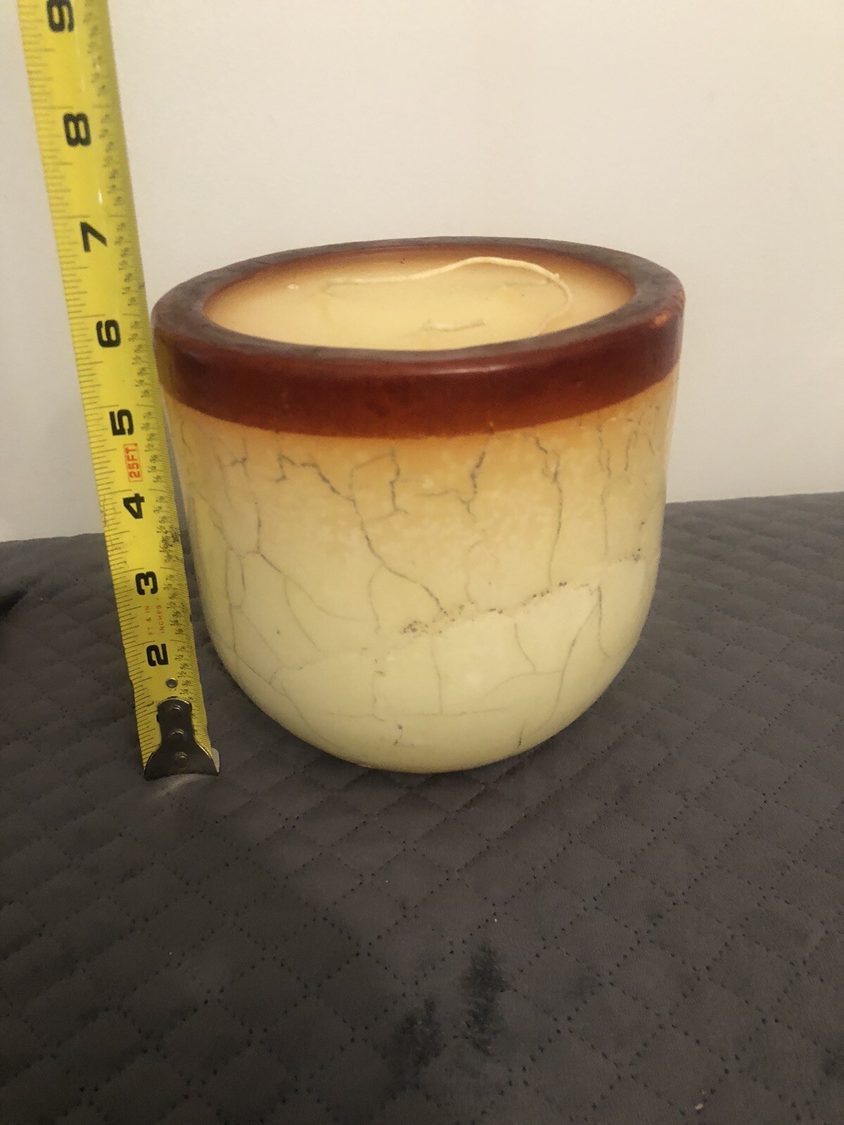 Goblet Marble Candle 3 Wick 6” X 6” 5 Pounds A Not Burned Thailand B2