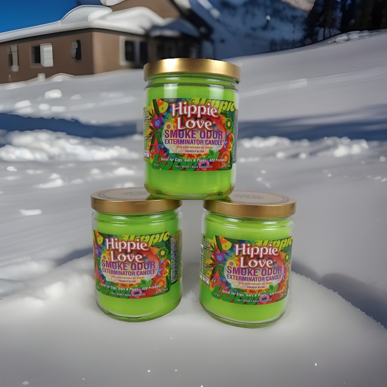 Smoke Odor Exterminator 13oz Candle Hippie Love 3 Pack