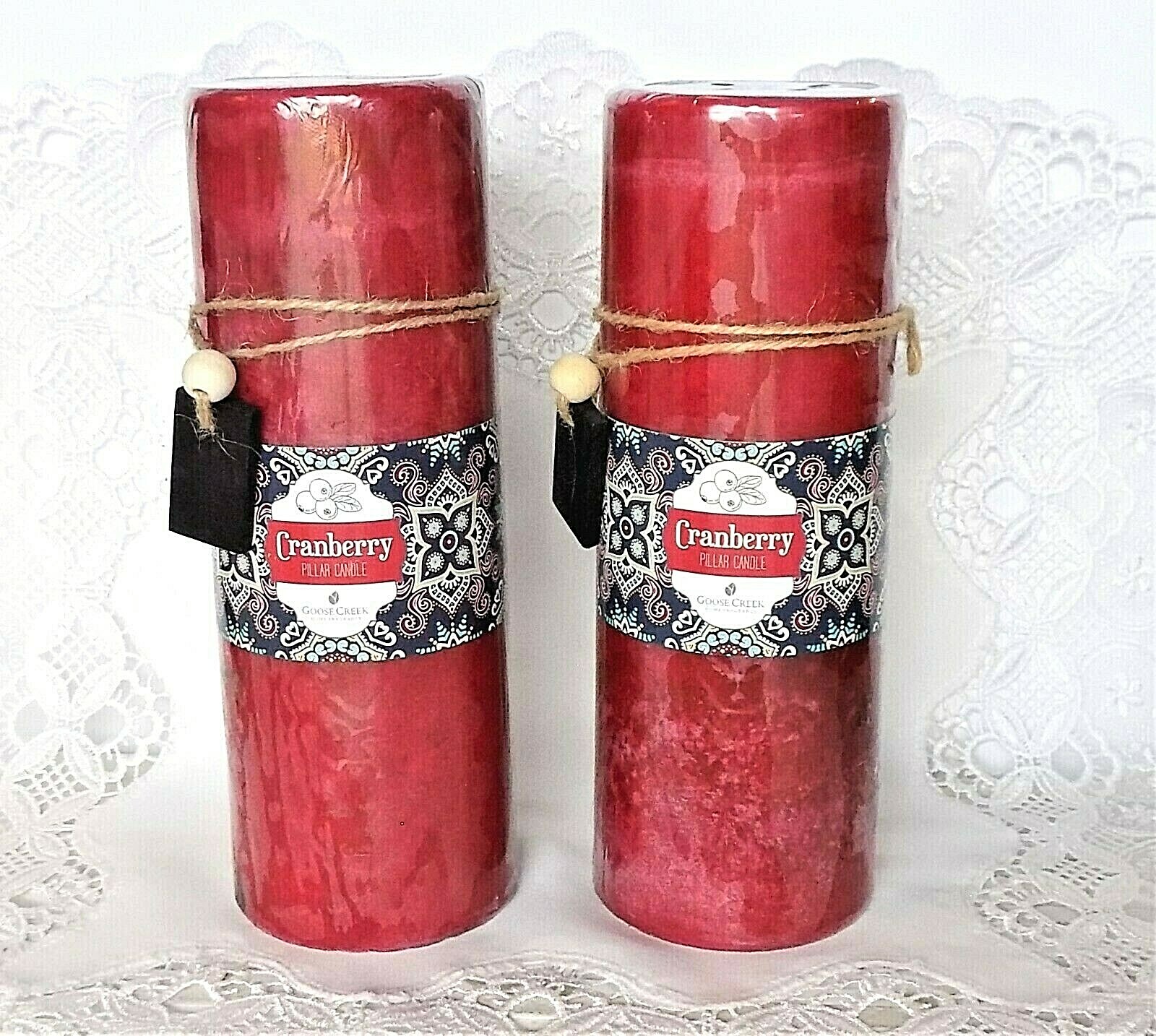 Goose Creek Cranberry Pillar Candle ~~ 3 x 8″ Size ~~ NEW